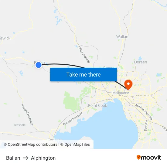 Ballan to Alphington map