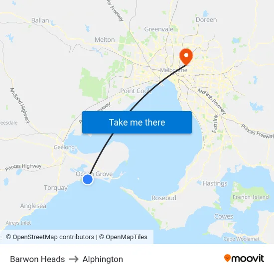 Barwon Heads to Alphington map