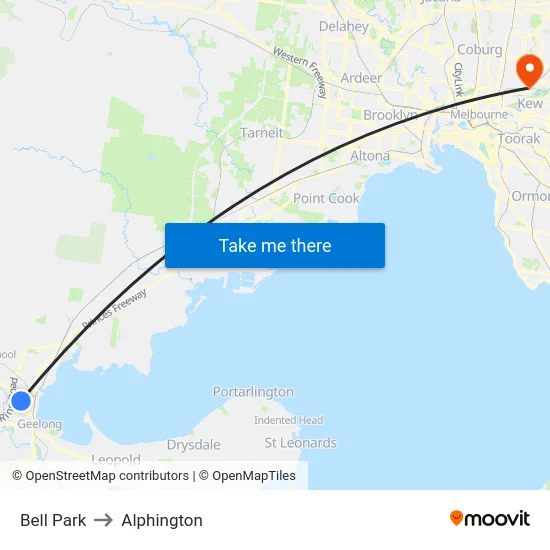 Bell Park to Alphington map