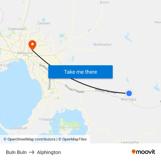 Buln Buln to Alphington map