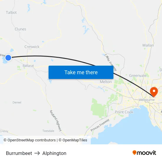 Burrumbeet to Alphington map