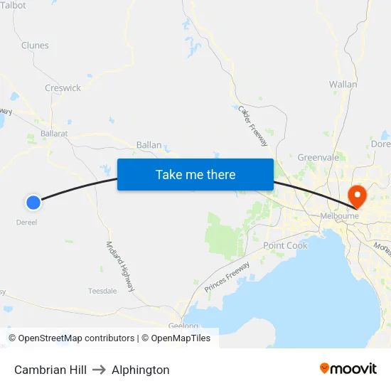 Cambrian Hill to Alphington map