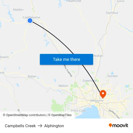 Campbells Creek to Alphington map