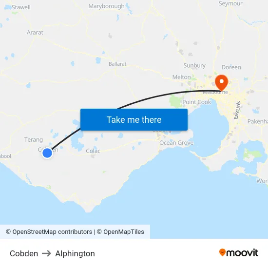 Cobden to Alphington map