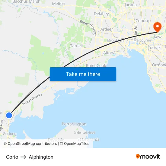 Corio to Alphington map