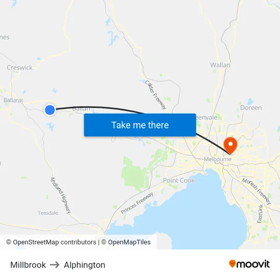 Millbrook to Alphington map