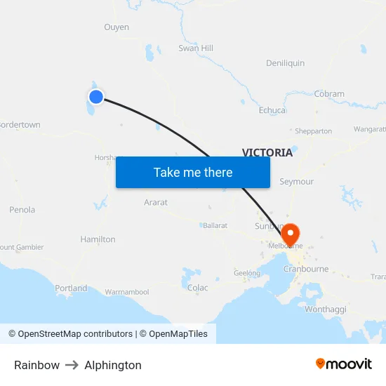 Rainbow to Alphington map