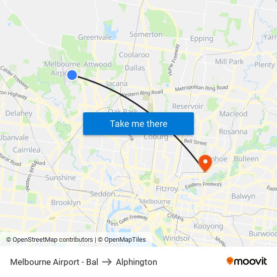 Melbourne Airport - Bal to Alphington map