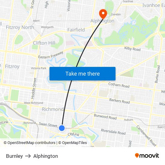 Burnley to Alphington map