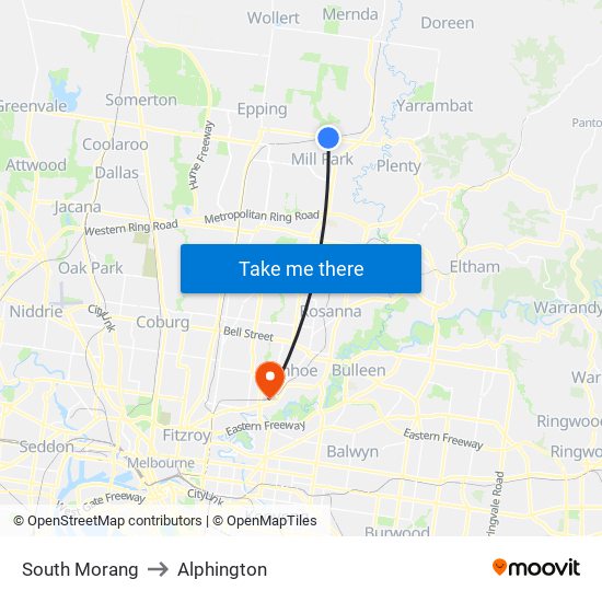 South Morang to Alphington map