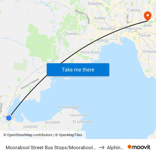 Moorabool Street Bus Stops/Moorabool St (Geelong) to Alphington map