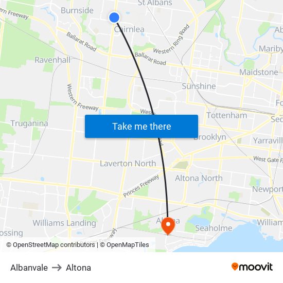 Albanvale to Altona map