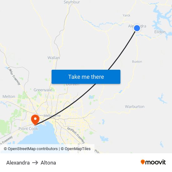 Alexandra to Altona map