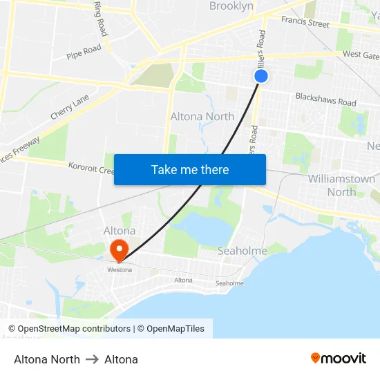 Altona North to Altona map