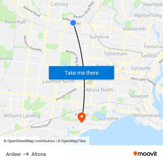 Ardeer to Altona map