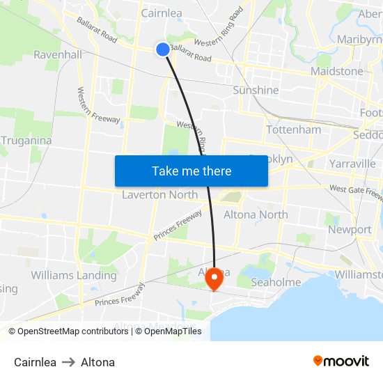 Cairnlea to Altona map