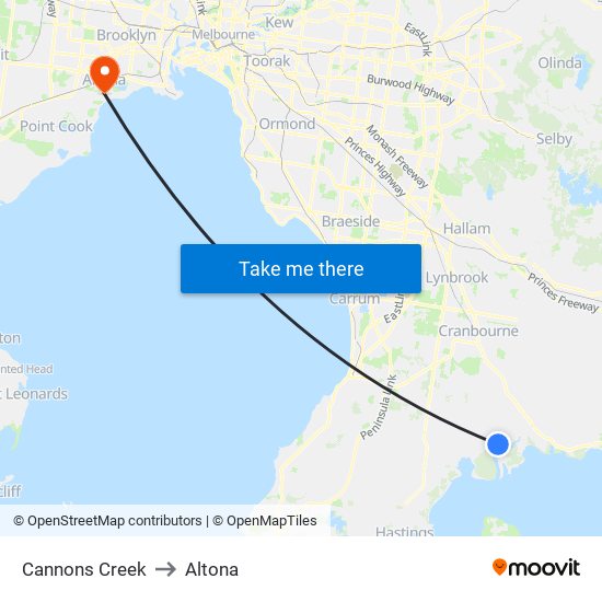 Cannons Creek to Altona map