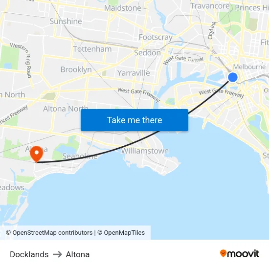 Docklands to Altona map