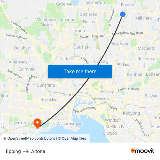 Epping to Altona map