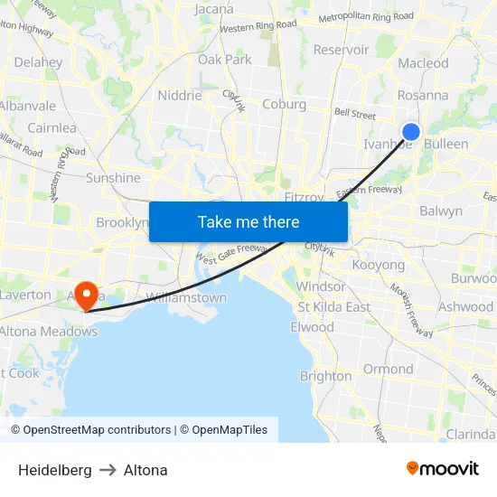 Heidelberg to Altona map