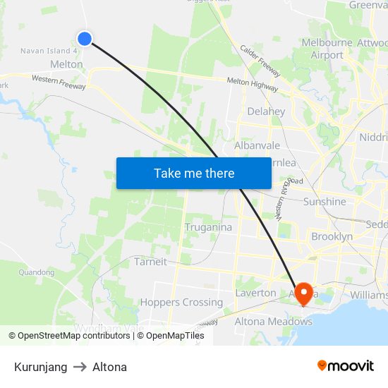 Kurunjang to Altona map