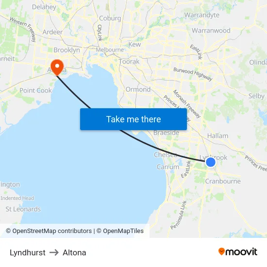 Lyndhurst to Altona map