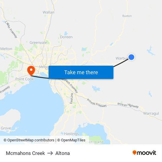 Mcmahons Creek to Altona map