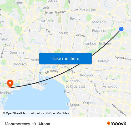 Montmorency to Altona map