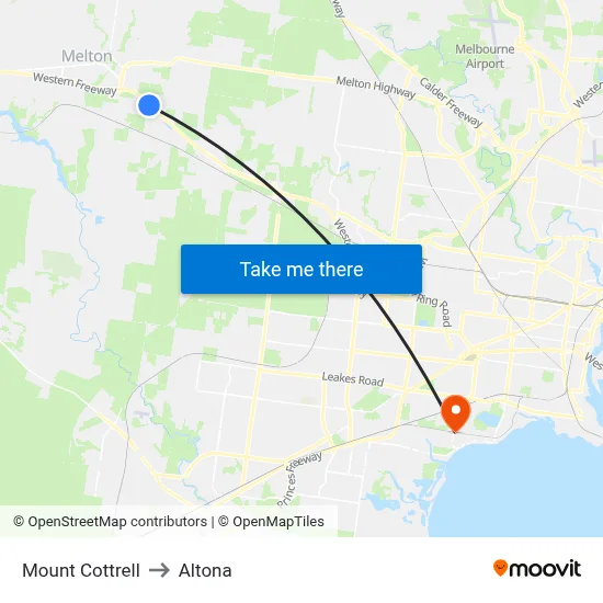 Mount Cottrell to Altona map