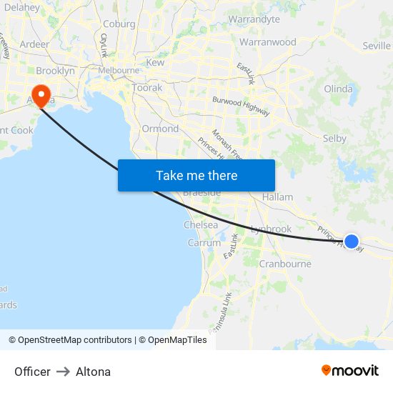 Officer to Altona map