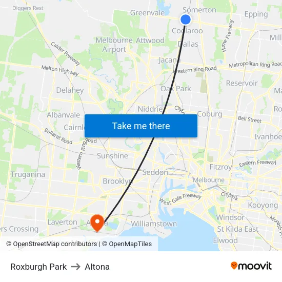 Roxburgh Park to Altona map