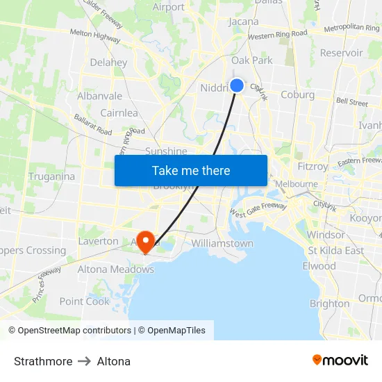 Strathmore to Altona map