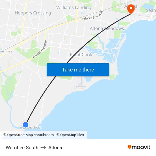 Werribee South to Altona map