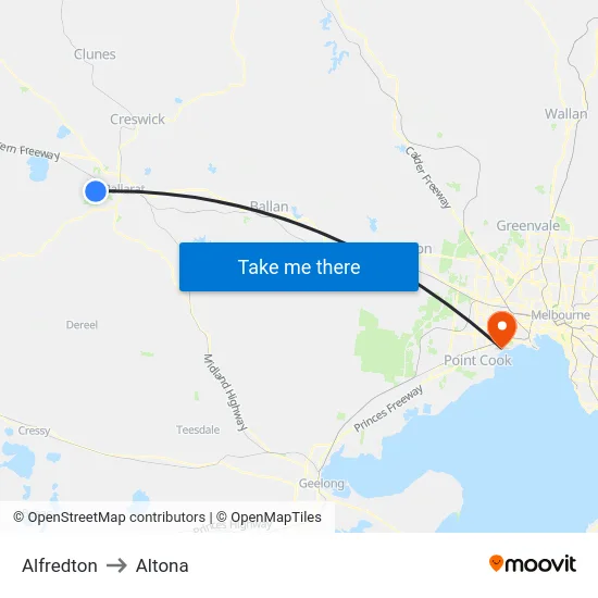 Alfredton to Altona map
