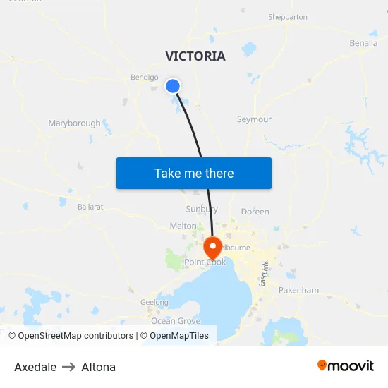 Axedale to Altona map