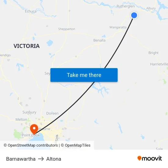 Barnawartha to Altona map