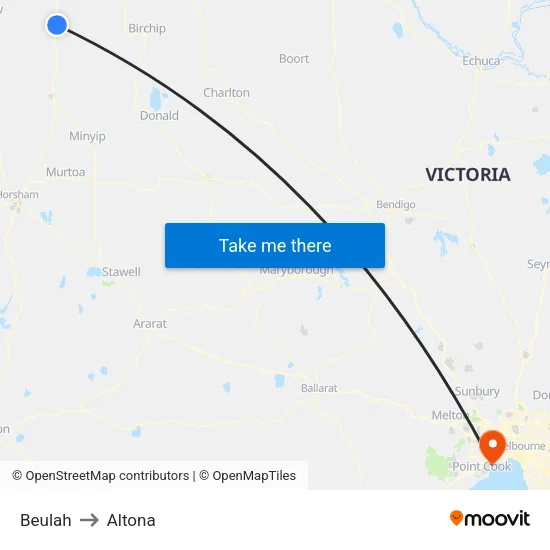 Beulah to Altona map