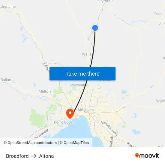Broadford to Altona map