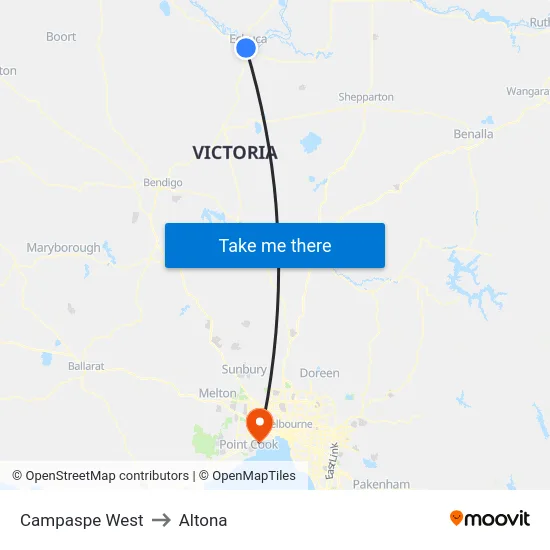Campaspe West to Altona map