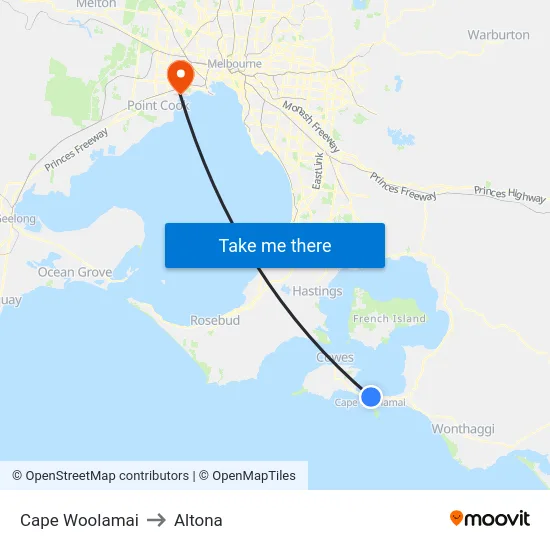 Cape Woolamai to Altona map