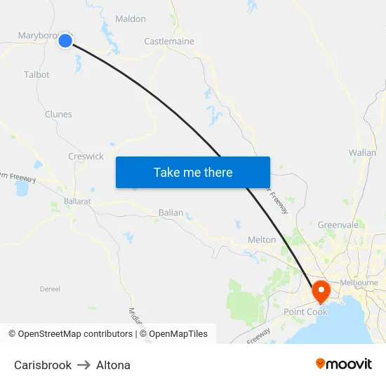 Carisbrook to Altona map