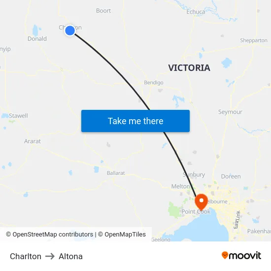 Charlton to Altona map