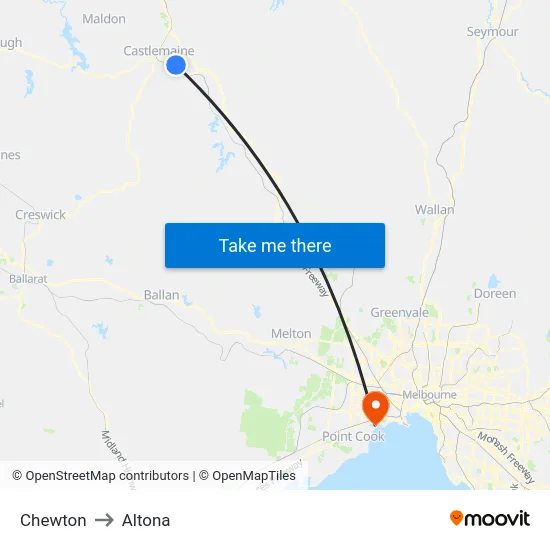 Chewton to Altona map