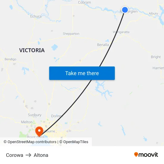 Corowa to Altona map