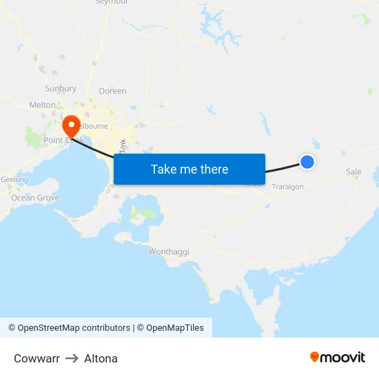Cowwarr to Altona map