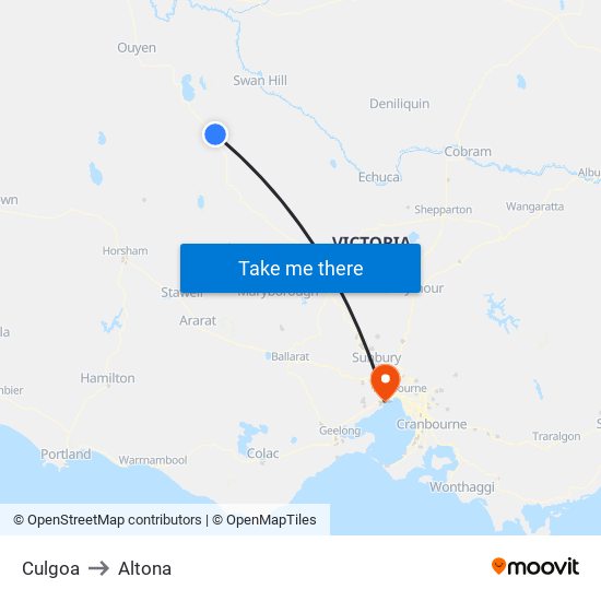 Culgoa to Altona map