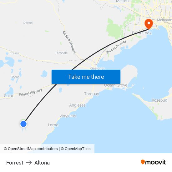 Forrest to Altona map