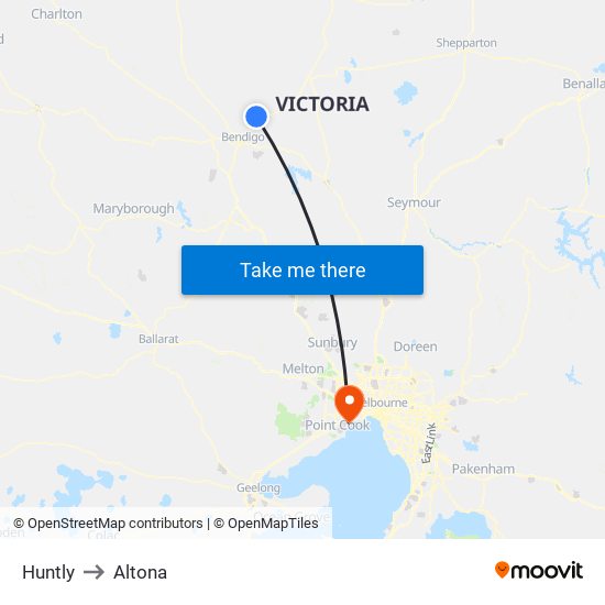 Huntly to Altona map