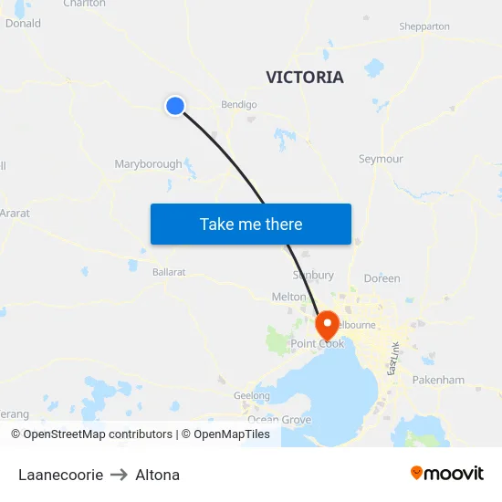 Laanecoorie to Altona map