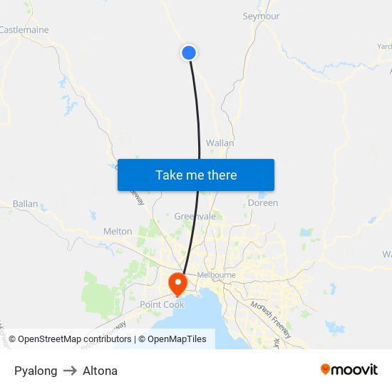 Pyalong to Altona map